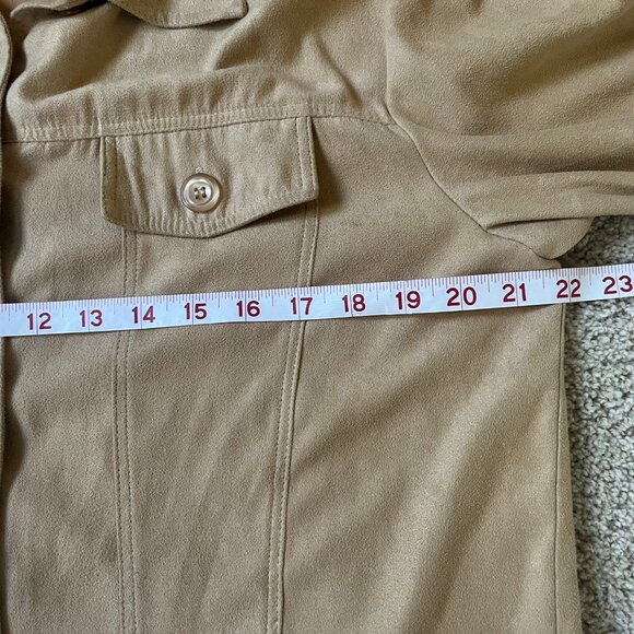 Vintage Signature by Jerell Camel Faux Suede Bomber Jacket Size M - Picture 8 of 8